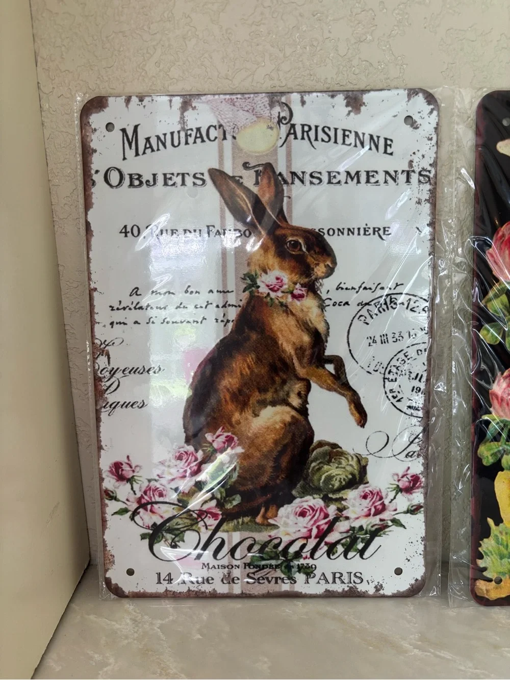 Easter Bunny Vintage-Style Metal Signs - Set of 4